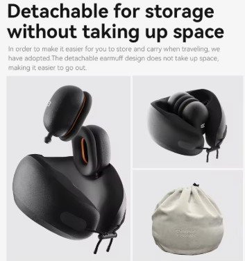 Travel Pillow | U-Shaped Memory Foam Neck Support with Detachable Earmuffs | Ultimate Noise-Cancelling